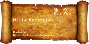 Milla Krisztián névjegykártya